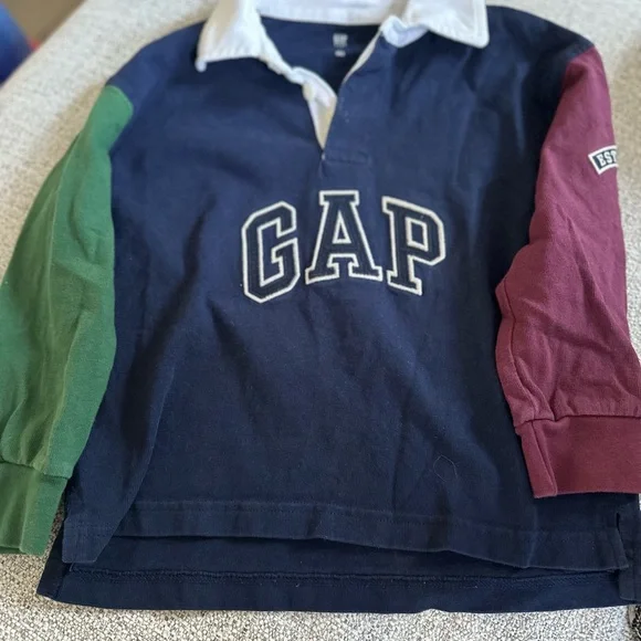 GAP Kids Long Sleeve Rugby Shirt - Navy, Green, Burgundy - Picture 1 of 1